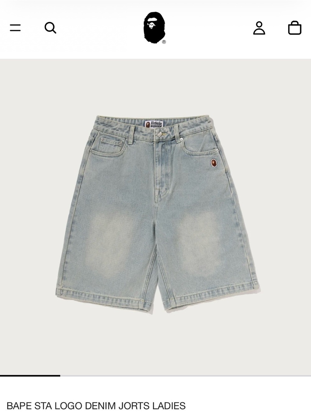 Bape Light Blue Denim Jorts - Men's